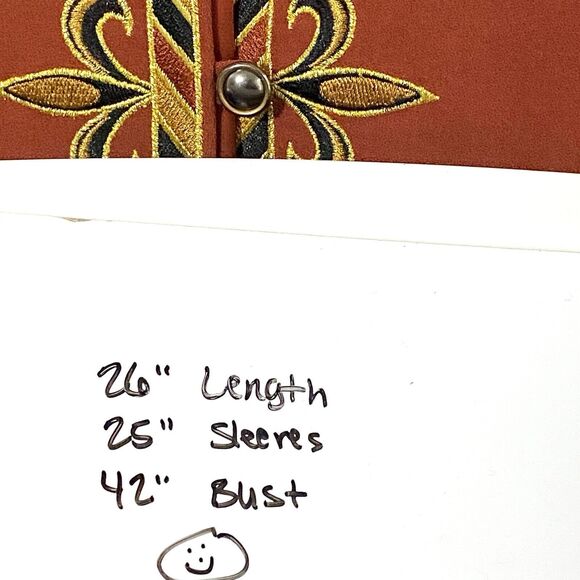 Bob Mackie Jacket Wearable Art M Rust Dark ORANGE Pockets Lined EMBROIDERED - Picture 6 of 6